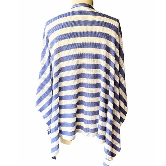 I JOAH Blue & White Stripe Loose Fit Cardigan Cover Up Top ~ Women's Size LARGE - Picture 3 of 8